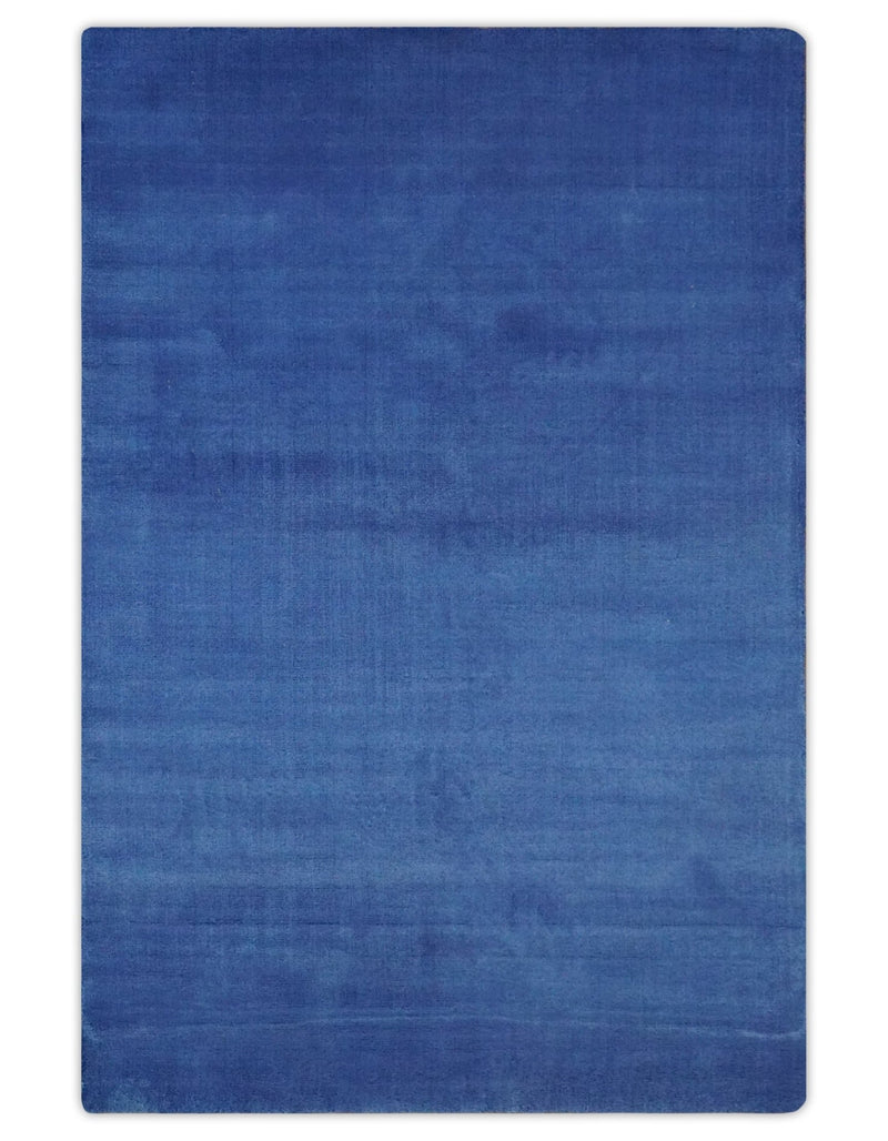 Modern Solid Plane Blue 4x6 Hand loom wool Area Rug - The Rug Decor