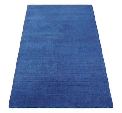 Modern Solid Plane Blue 4x6 Hand loom wool Area Rug - The Rug Decor