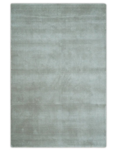 Modern Solid Plane Gray and Silver 4x6 Hand loom wool and Art Silk Area Rug - The Rug Decor