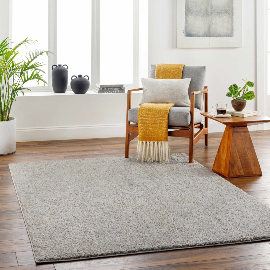 Modern Solid Plane light Gray Plush Pile Moroccan Style Multi size Washable Area Rug - The Rug Decor