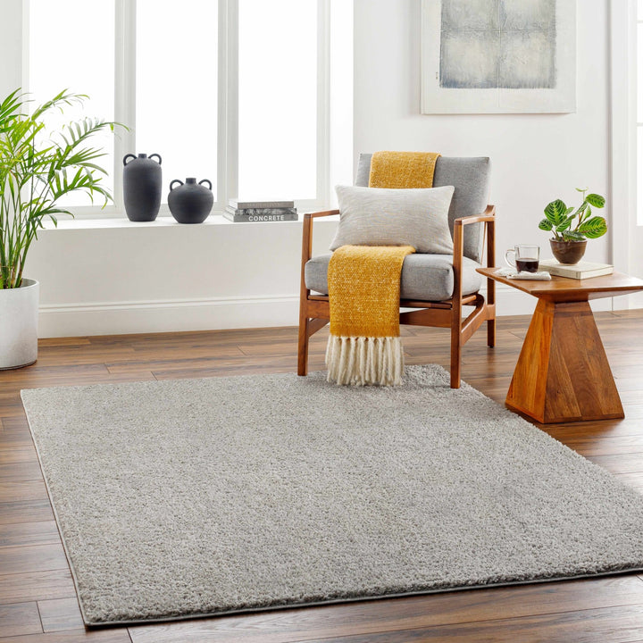 Modern Solid Plane light Gray Plush Pile Moroccan Style Multi size Washable Area Rug - The Rug Decor