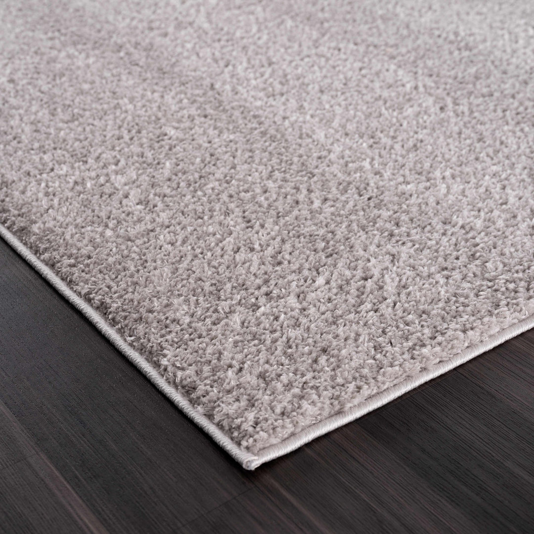 Modern Solid Plane light Gray Plush Pile Moroccan Style Multi size Washable Area Rug - The Rug Decor