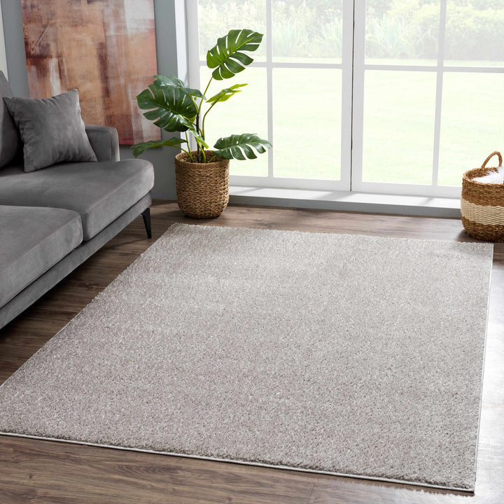 Modern Solid Plane light Gray Plush Pile Moroccan Style Multi size Washable Area Rug - The Rug Decor