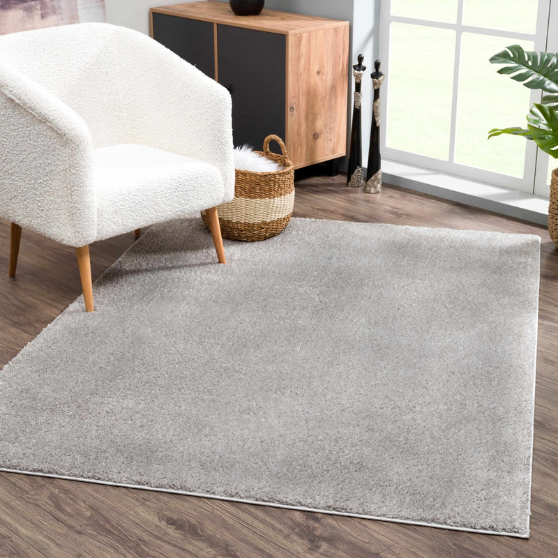 Modern Solid Plane light Gray Plush Pile Moroccan Style Multi size Washable Area Rug - The Rug Decor