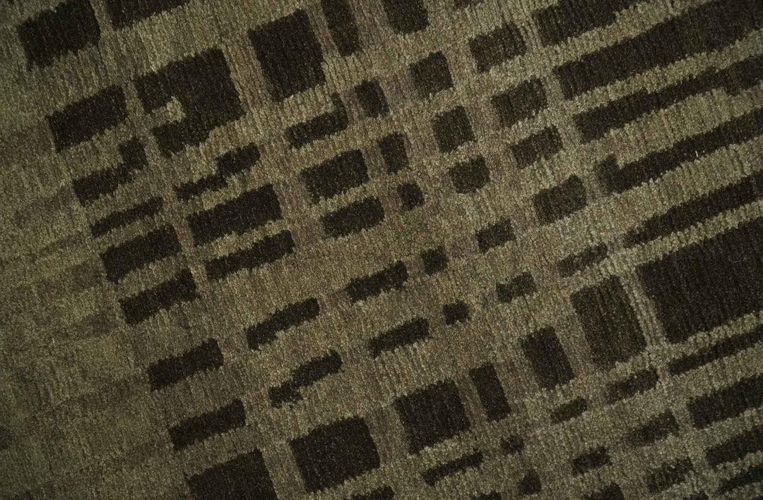 Modern Stripes Design Charcoal and Greenish Brown 6x8 Hand knotted wool area Rug - The Rug Decor