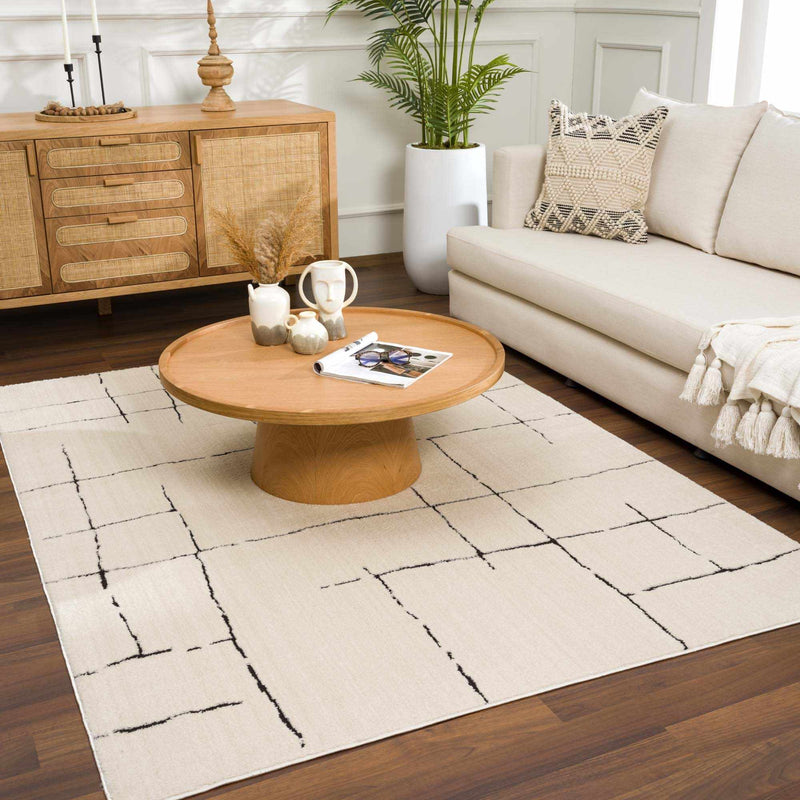 Modern Stripes Design Ivory and Charcoal contemporary Area Rug - The Rug Decor
