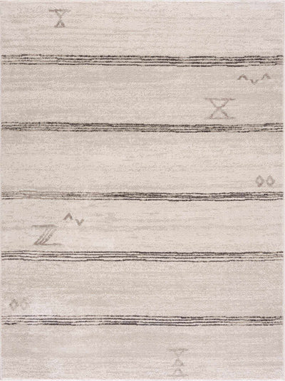 Modern Stripes Design Light Peach and Charcoal Area Rug - The Rug Decor