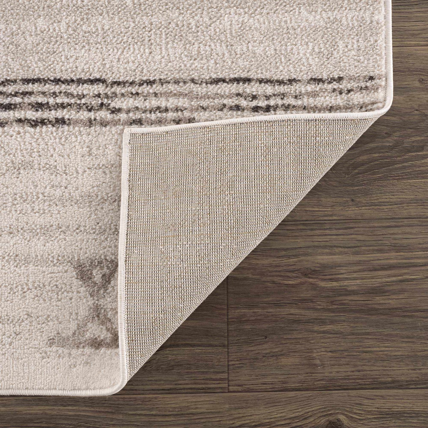 Modern Stripes Design Light Peach and Charcoal Area Rug - The Rug Decor