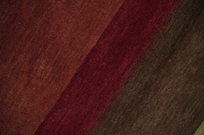 Modern Stripes Ivory, Rust, Maroon and Brown Hand loom 5.6x6.6 Wool Area Rug - The Rug Decor