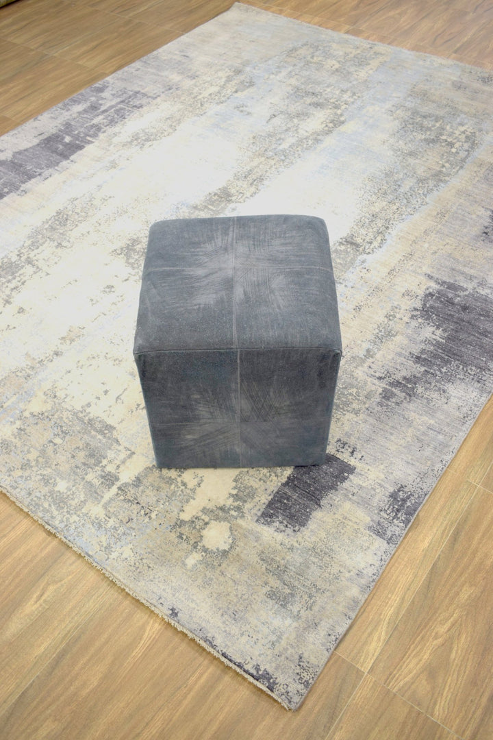 Modern Styling Handmade Leather Pouf - Comfortable Chair or Footrest - Black | TRD157 - The Rug Decor