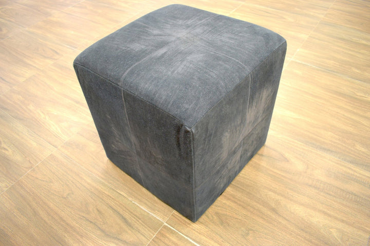 Modern Styling Handmade Leather Pouf - Comfortable Chair or Footrest - Black | TRD157 - The Rug Decor