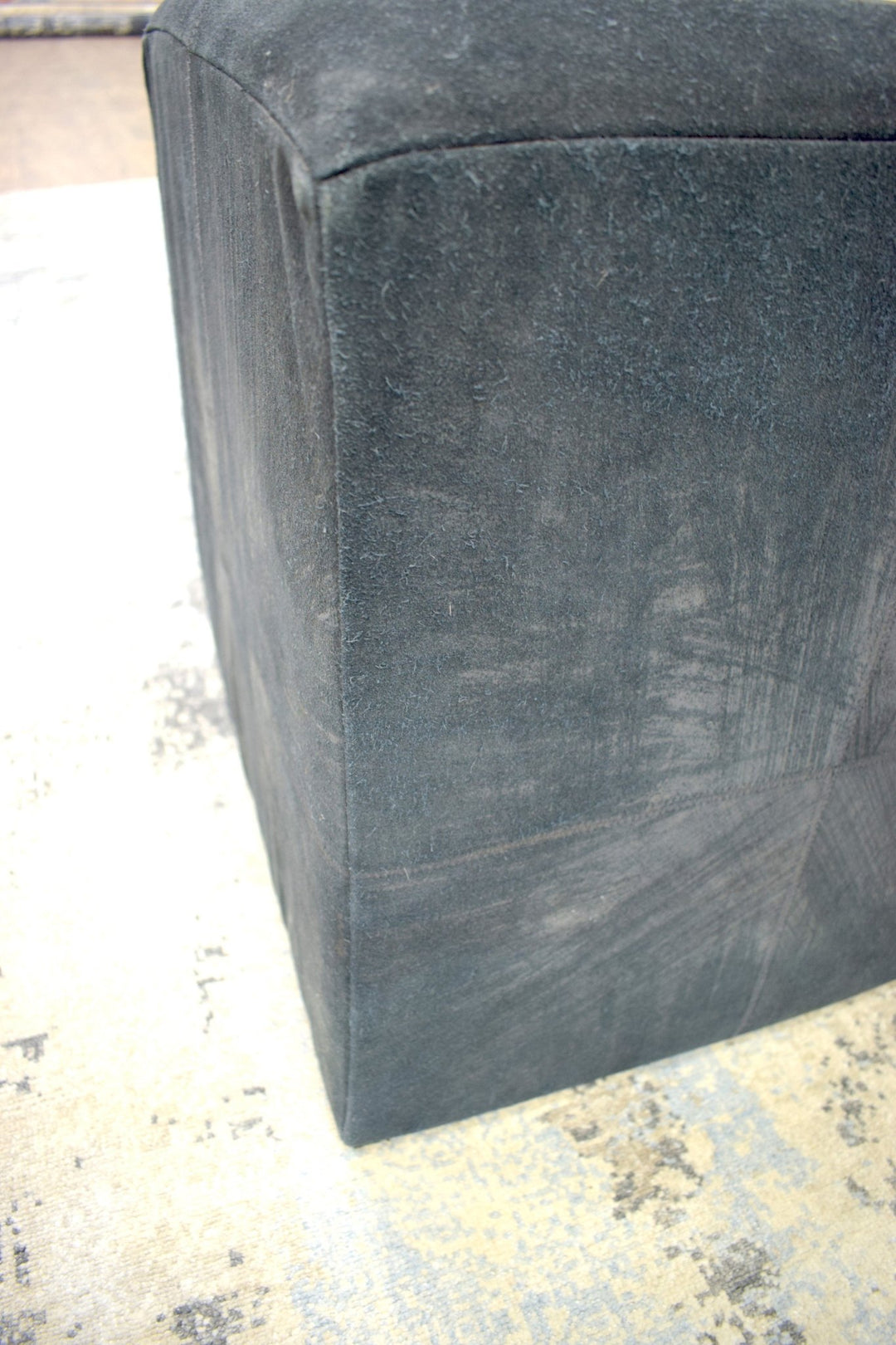 Modern Styling Handmade Leather Pouf - Comfortable Chair or Footrest - Black | TRD157 - The Rug Decor
