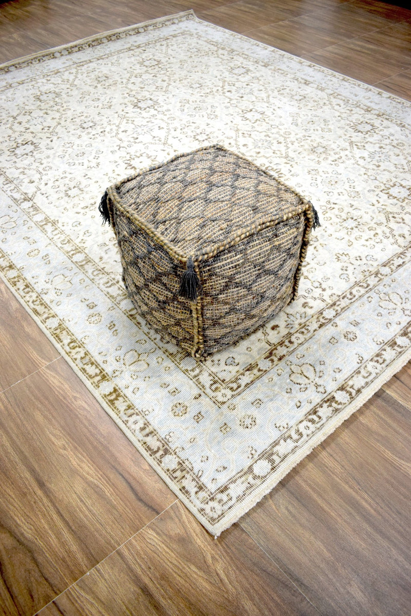 Modern Styling Handmade Pouf - Comfortable Chair or Footrest - Brown | TRD208 - The Rug Decor