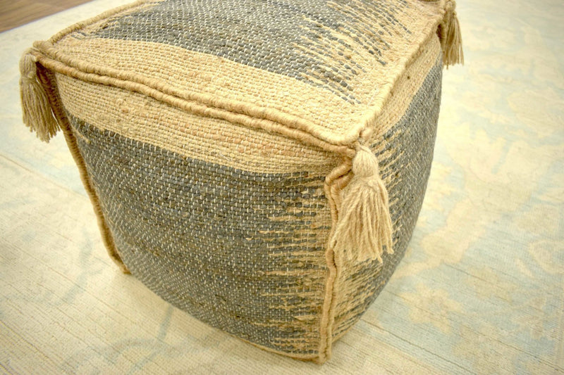 Modern Styling Handmade Pouf - Comfortable Chair or Footrest - Cream Grey | TRD223 - The Rug Decor