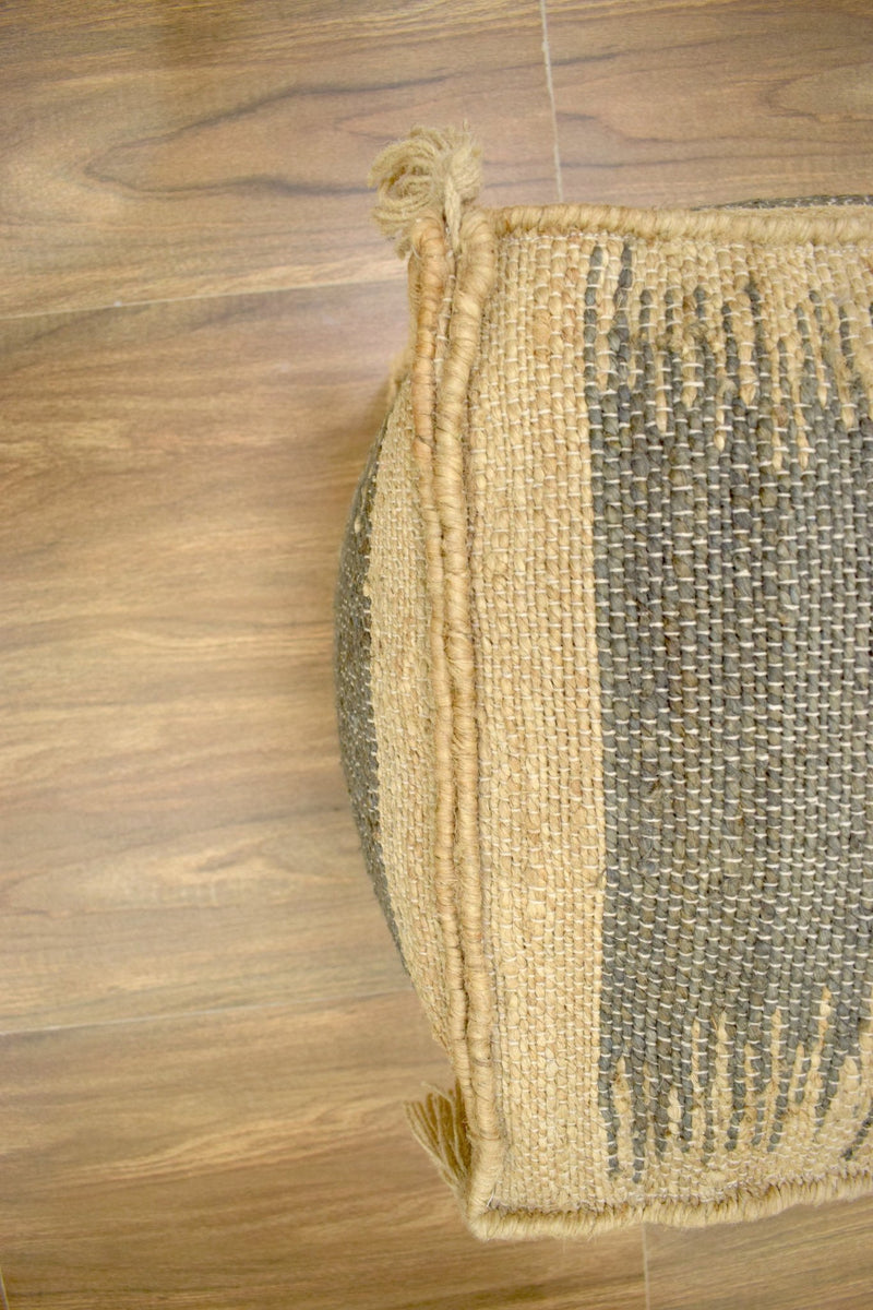 Modern Styling Handmade Pouf - Comfortable Chair or Footrest - Cream Grey | TRD223 - The Rug Decor