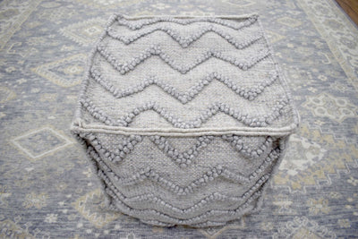 Modern Styling Handmade Pouf - Comfortable Chair or Footrest - Grey| TRD206 - The Rug Decor