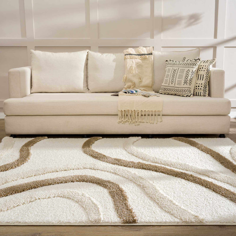 Modern Texture Brown and Ivory Design Area Rug - The Rug Decor
