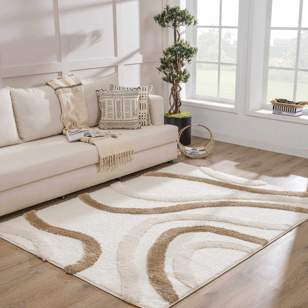 Modern Texture Brown and Ivory Design Area Rug - The Rug Decor