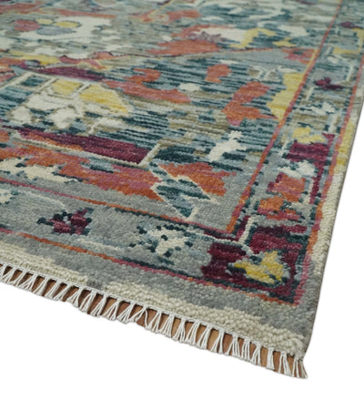 Modern Transitional 8x10 Ivory, Rust, Yellow and Charcoal Serapi wool Area Rug - The Rug Decor