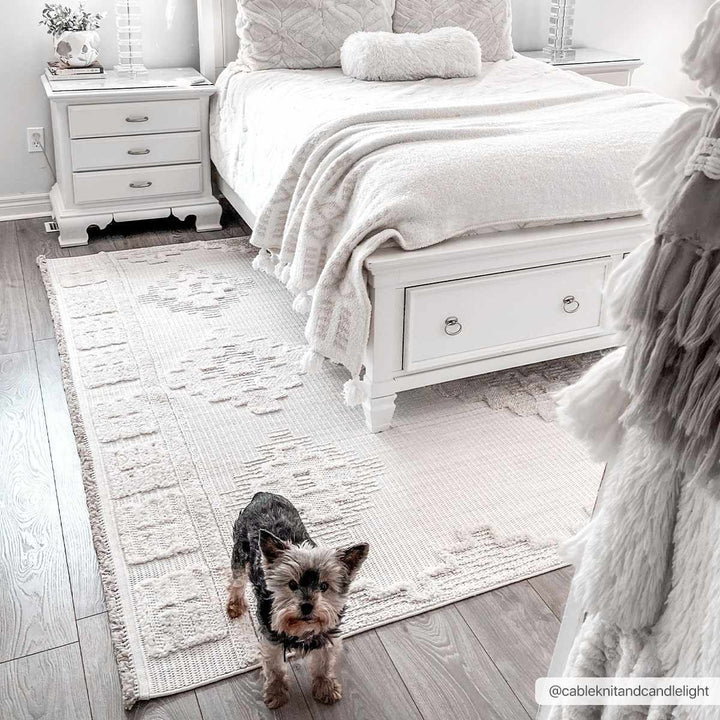Moroccan Bohemian Chic Style Ivory and Beige High & Low Pile Area Rug - The Rug Decor