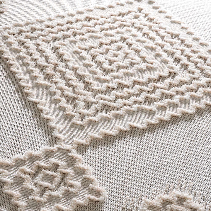 Moroccan Bohemian Chic Style Ivory and Beige High & Low Pile Area Rug - The Rug Decor