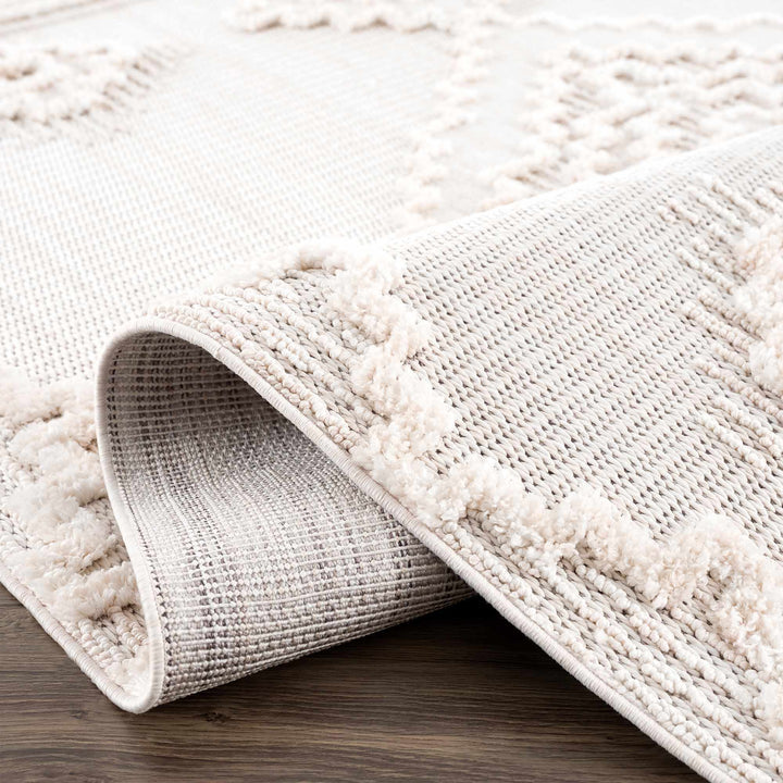 Moroccan Bohemian Chic Style Ivory and Beige High & Low Pile Area Rug - The Rug Decor