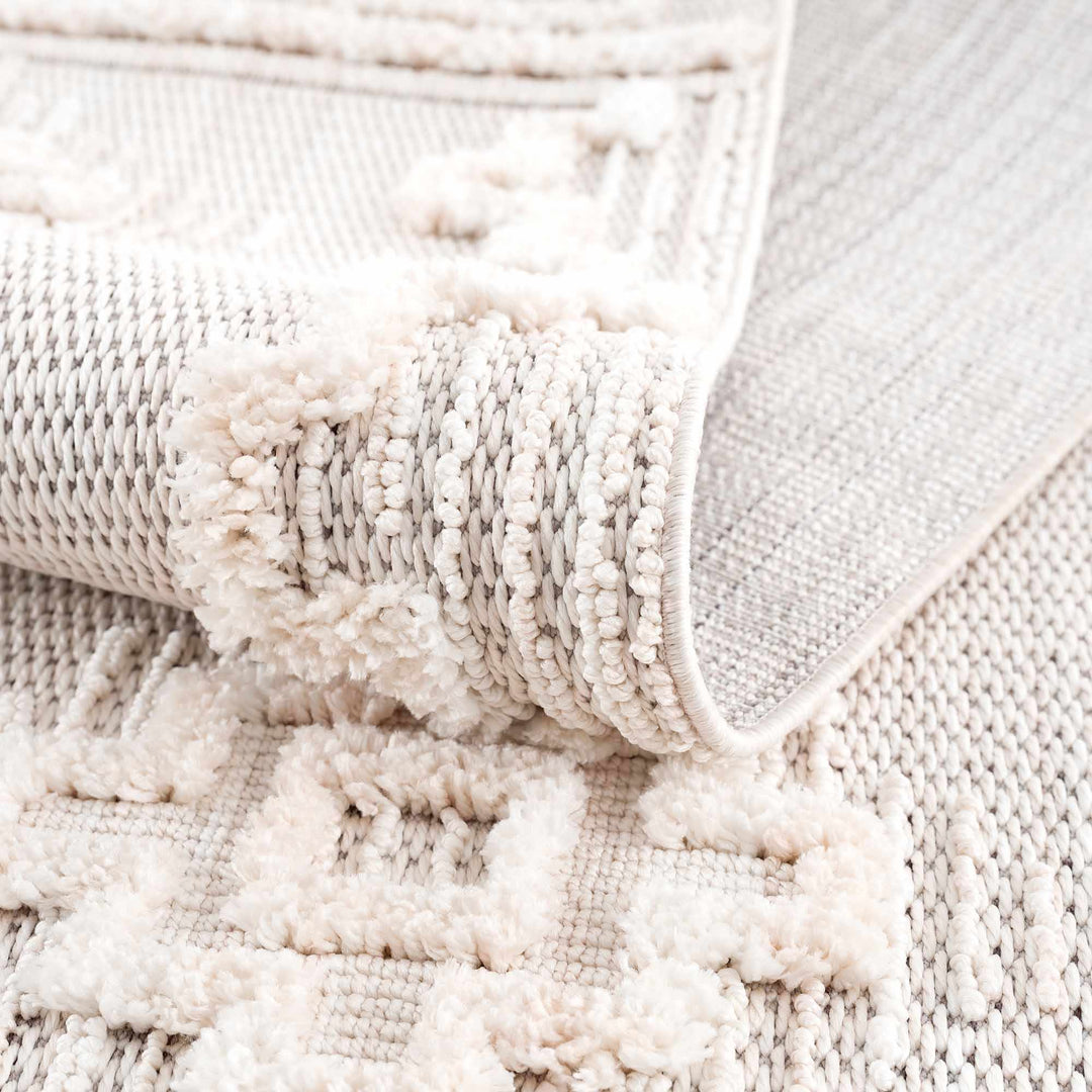 Moroccan Bohemian Chic Style Ivory and Beige High & Low Pile Area Rug - The Rug Decor