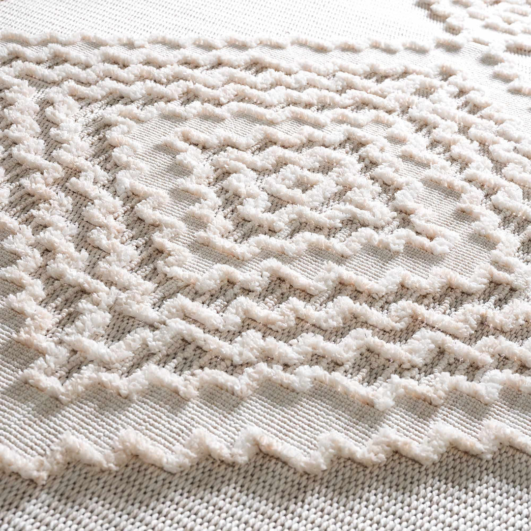 Moroccan Bohemian Chic Style Ivory and Beige High & Low Pile Area Rug - The Rug Decor