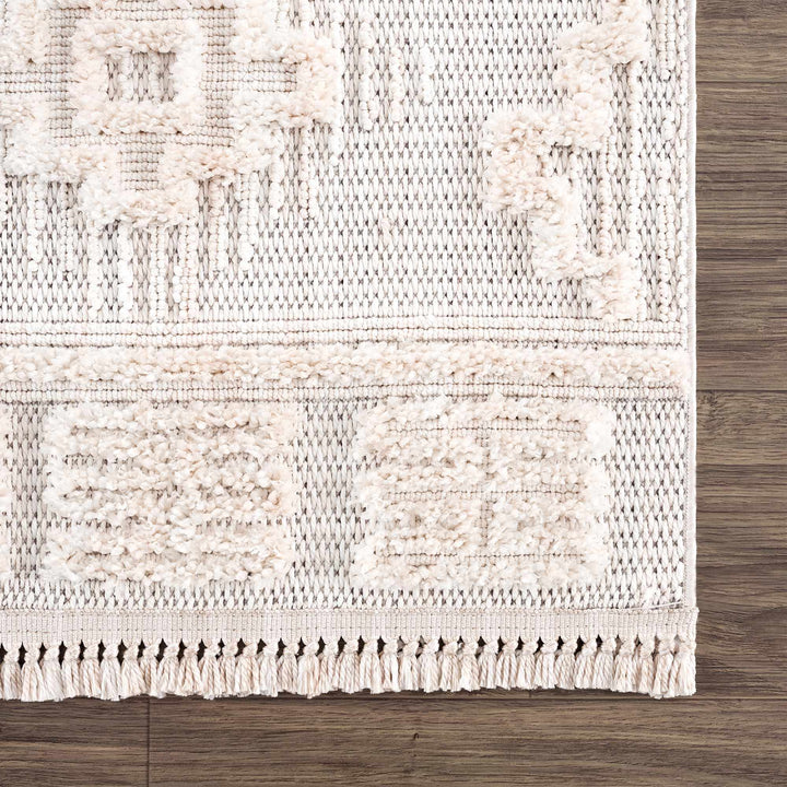 Moroccan Bohemian Chic Style Ivory and Beige High & Low Pile Area Rug - The Rug Decor