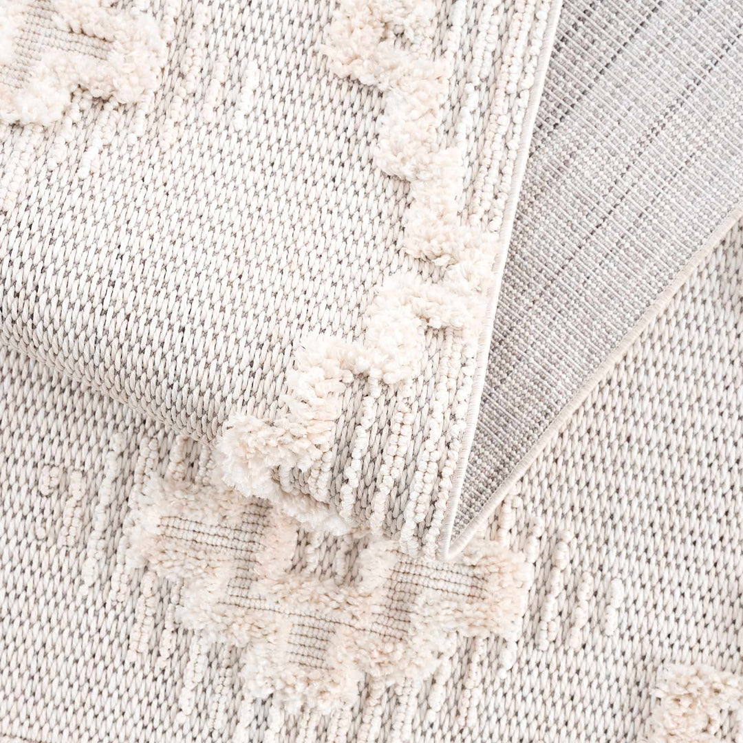 Moroccan Bohemian Chic Style Ivory and Beige High & Low Pile Area Rug - The Rug Decor