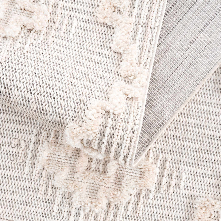 Moroccan Bohemian Chic Style Ivory and Beige High & Low Pile Area Rug - The Rug Decor