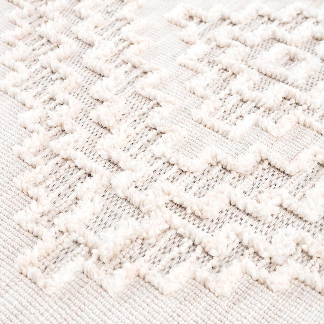 Moroccan Bohemian Chic Style Ivory and Beige High & Low Pile Area Rug - The Rug Decor