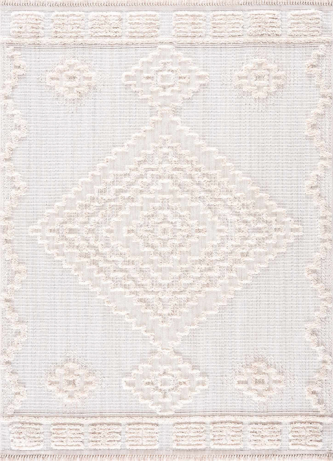 Moroccan Bohemian Chic Style Ivory and Beige High & Low Pile Area Rug - The Rug Decor
