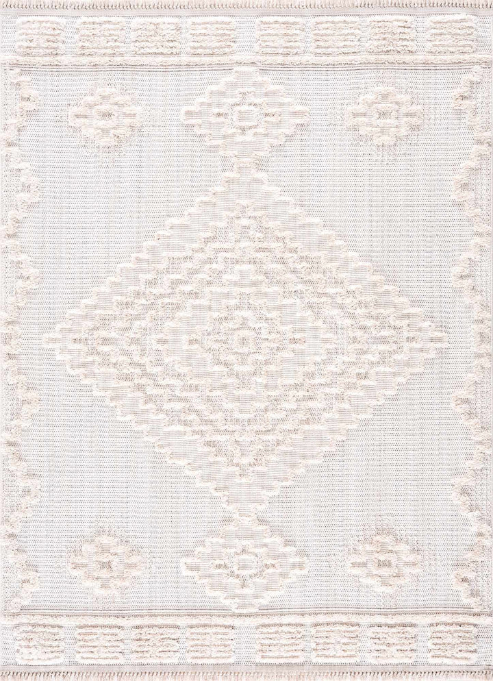 Moroccan Bohemian Chic Style Ivory and Beige High & Low Pile Area Rug - The Rug Decor