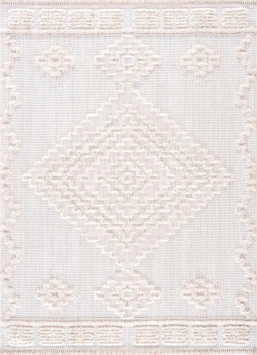 Moroccan Bohemian Chic Style Ivory and Beige High & Low Pile Area Rug - The Rug Decor