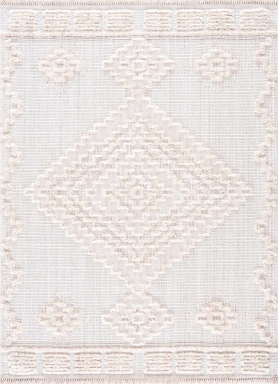 Moroccan Bohemian Chic Style Ivory and Beige High & Low Pile Area Rug - The Rug Decor