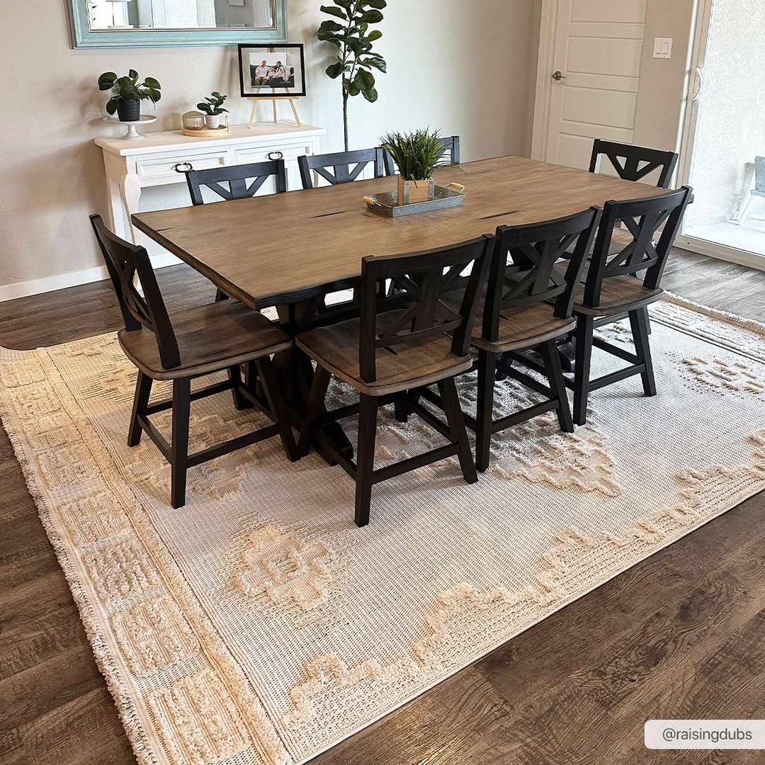 Moroccan Bohemian Chic Style Ivory and Beige High & Low Pile Area Rug - The Rug Decor