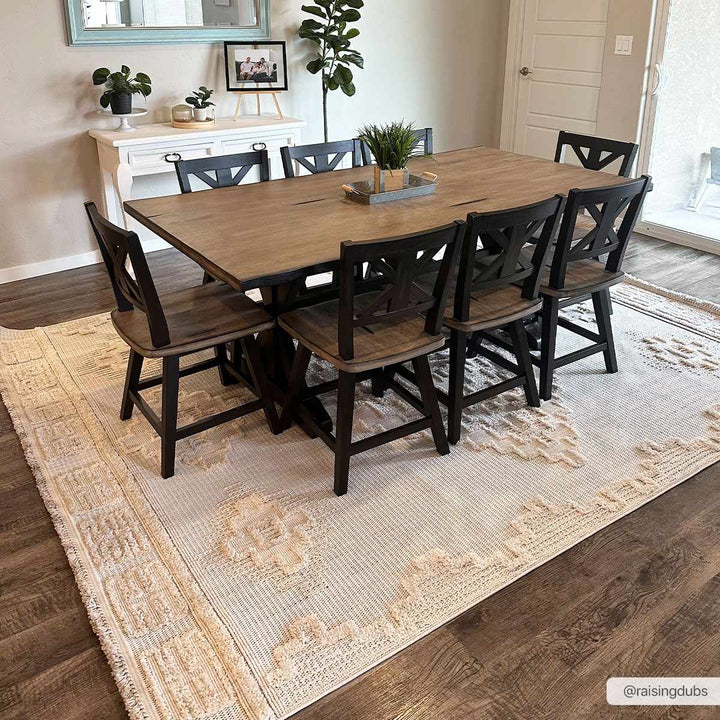 Moroccan Bohemian Chic Style Ivory and Beige High & Low Pile Area Rug - The Rug Decor