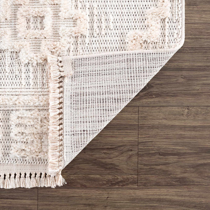 Moroccan Bohemian Chic Style Ivory and Beige High & Low Pile Area Rug - The Rug Decor
