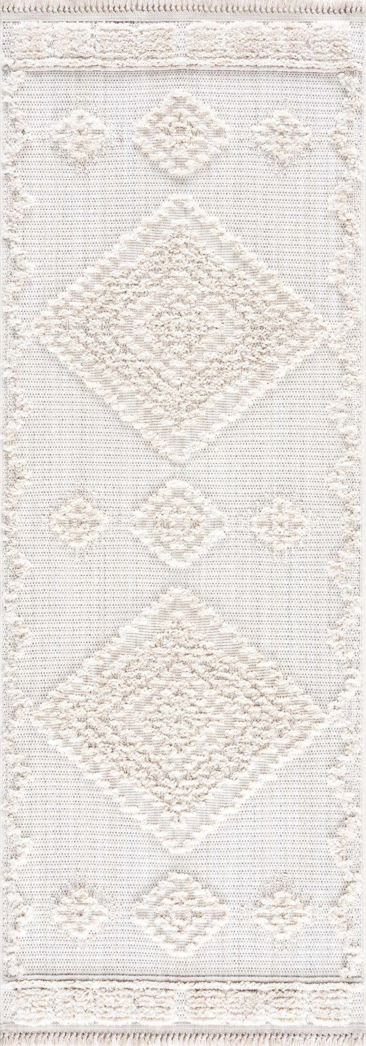 Moroccan Bohemian Chic Style Ivory and Beige High & Low Pile Area Rug - The Rug Decor