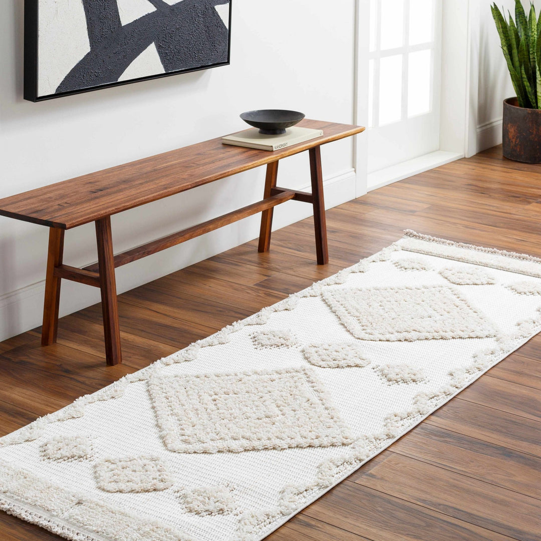 Moroccan Bohemian Chic Style Ivory and Beige High & Low Pile Area Rug - The Rug Decor