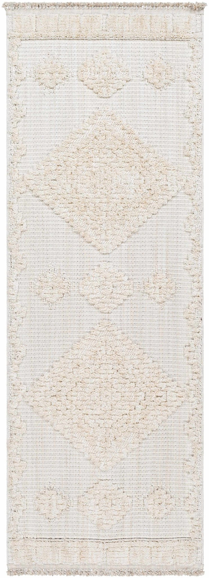 Moroccan Bohemian Chic Style Ivory and Beige High & Low Pile Area Rug - The Rug Decor
