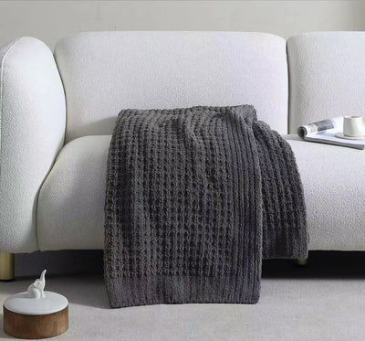 Multi Color Solid Knitted Waffle Lightweight Throw - The Rug Decor