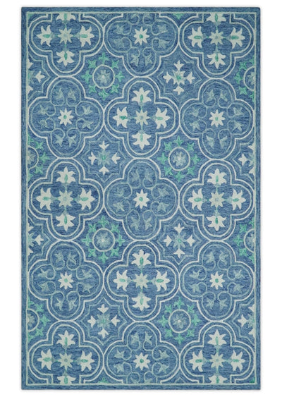 Multi Size 6x9, 8x10, 9x12 Hand Tufted Blue, Ivory and Green Rug, Kids, Living Room and Bedroom Rug | TRDMA250 - The Rug Decor