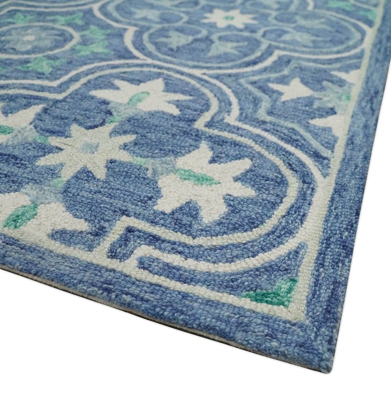 Multi Size 6x9, 8x10, 9x12 Hand Tufted Blue, Ivory and Green Rug, Kids, Living Room and Bedroom Rug | TRDMA250 - The Rug Decor