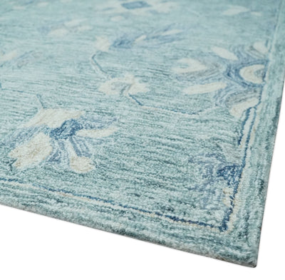 Multi Size Hand Tufted Aqua, Ivory and Blue Traditional Floral Rug - The Rug Decor