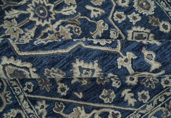 Multi Size Hand Tufted Blue and Beige Traditional Medallion 8x10, 9x12 Antique Style Rug, Kids, Living Room and Bedroom Rug | TRD6441 - The Rug Decor