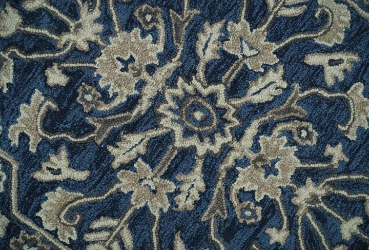 Multi Size Hand Tufted Blue and Beige Traditional Medallion 8x10, 9x12 Antique Style Rug, Kids, Living Room and Bedroom Rug | TRD6441 - The Rug Decor