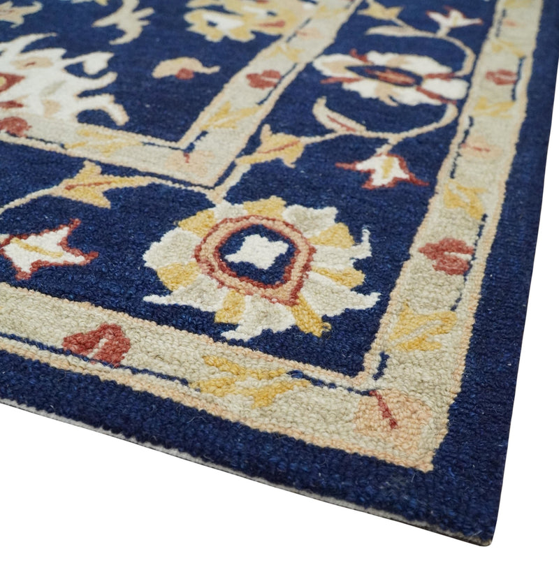 Multi Size Hand Tufted Blue and Camel Traditional Antique Style Rug - The Rug Decor