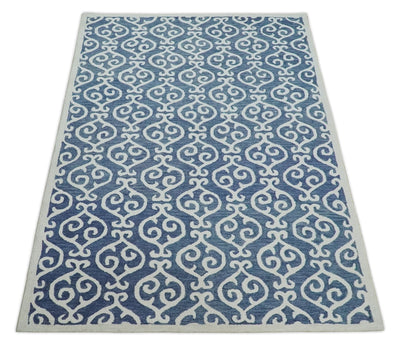 Multi Size Hand Tufted Blue and Ivory contemporary Style Rug - The Rug Decor